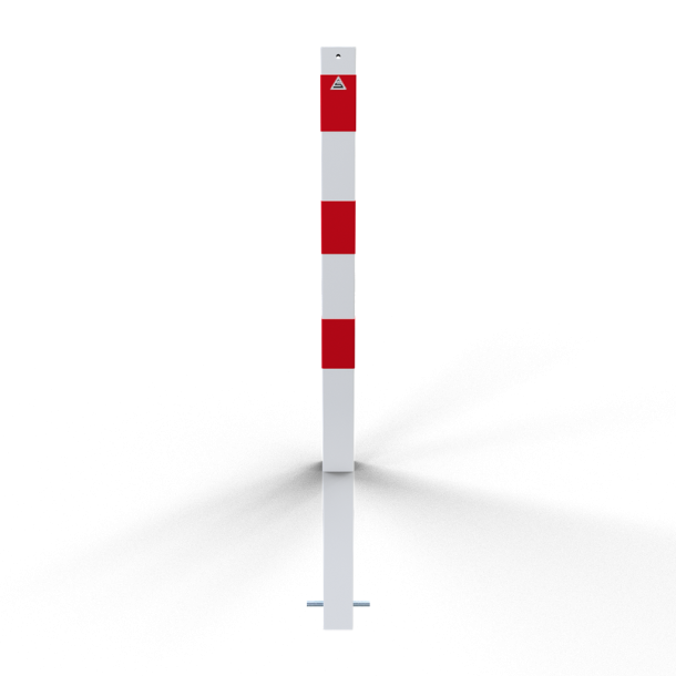 Barrier posts | Steel tube 70 x 70 mm | stationary, for casting in concrete | hot-dip galvanized and white coated withthree red reflecting stripes | without eyelet